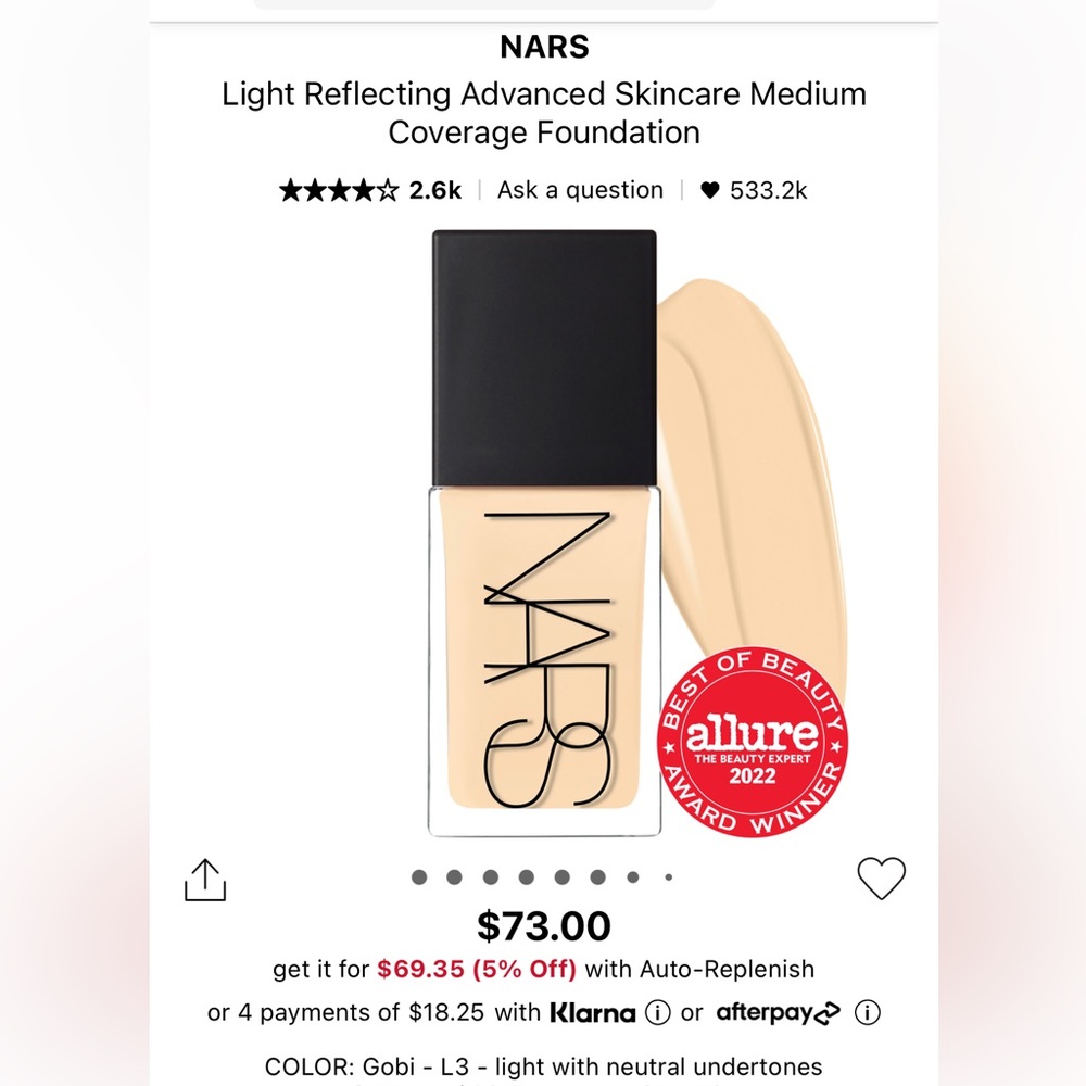 Brand new NARS Light Reflecting Foundation - Gobi light 3
